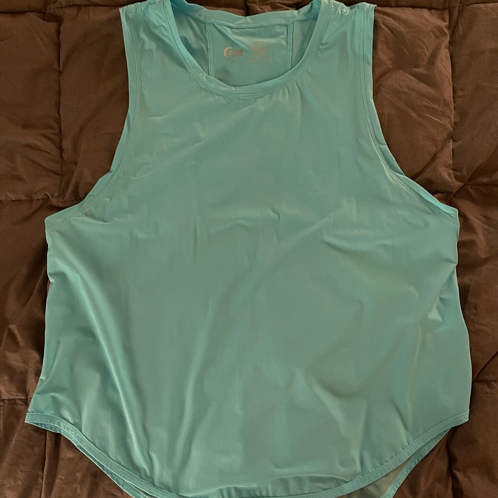 ZYIA Panel Split Back Mesh Tank Sky Blue